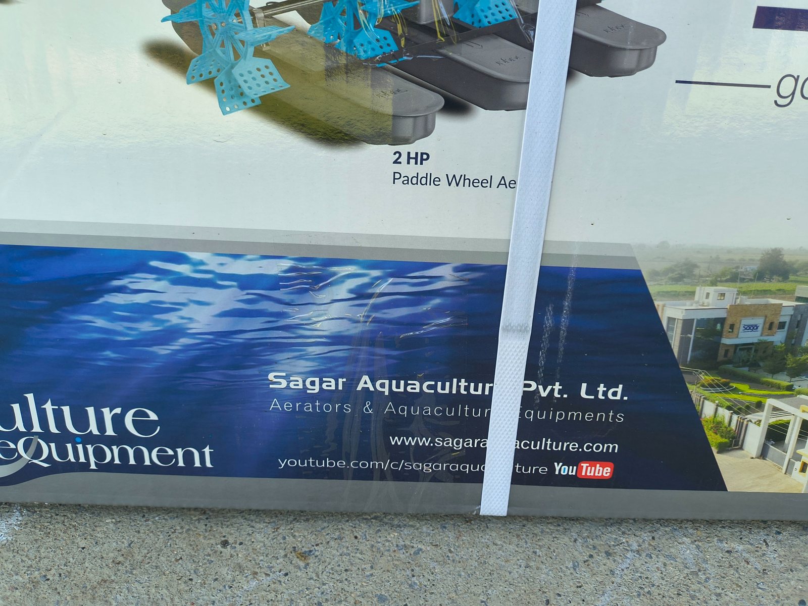 Sagar Aquaculture website printed on carton